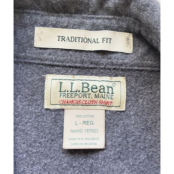 LL Bean Chamois Cloth Long Sleeve Shirt Flannel Thick Gray Large - Picture 2 of 8